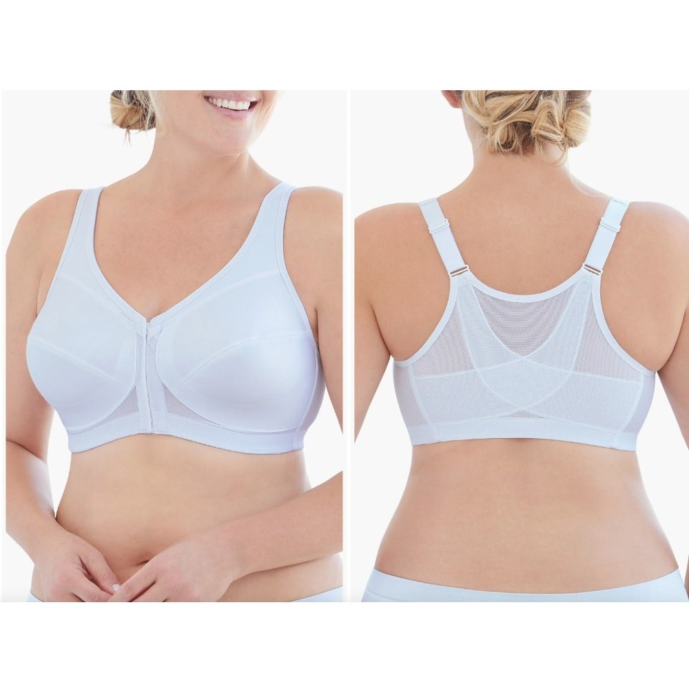 Glamorise MagicLift White Bra Size 44D Wireless Front Closure Posture Back